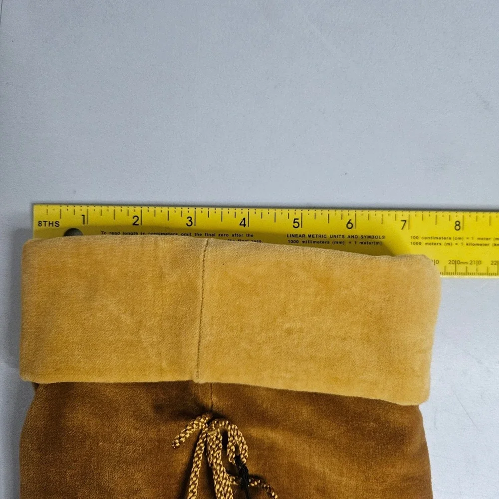 Pottery Barn Amber Velvet Wine Bag Gold Tassel Drawstring‎ Gift Wrap NWT